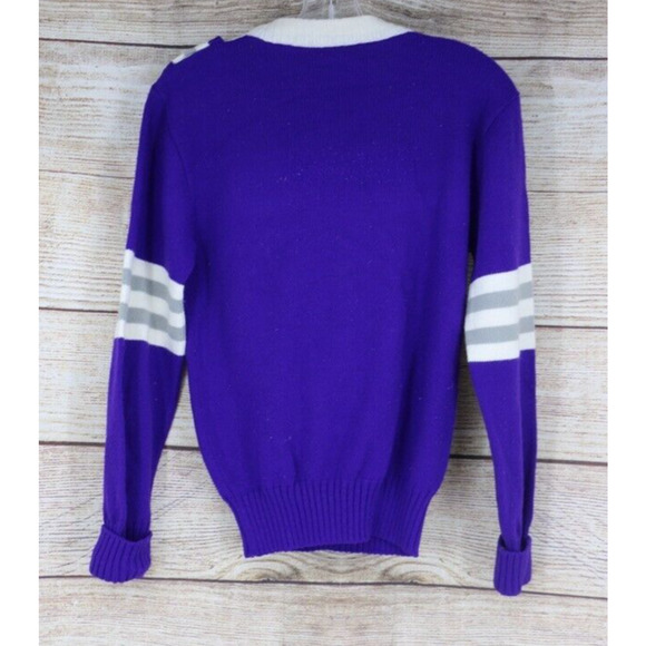 VINTAGE Cheerleader Womens Size Small Pleated Skirt & Knit Sweater Set Purple - Picture 8 of 14